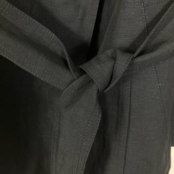 NWT VINCE Jacket Blazer S Black Linen Tencel Belt Button-Up Long-Sleeve - Picture 7 of 7
